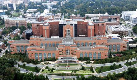 Ariel photo of the NIH campus in Bethesda, MD.